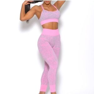 New bombshell sportswear seamless snakeskin pink set